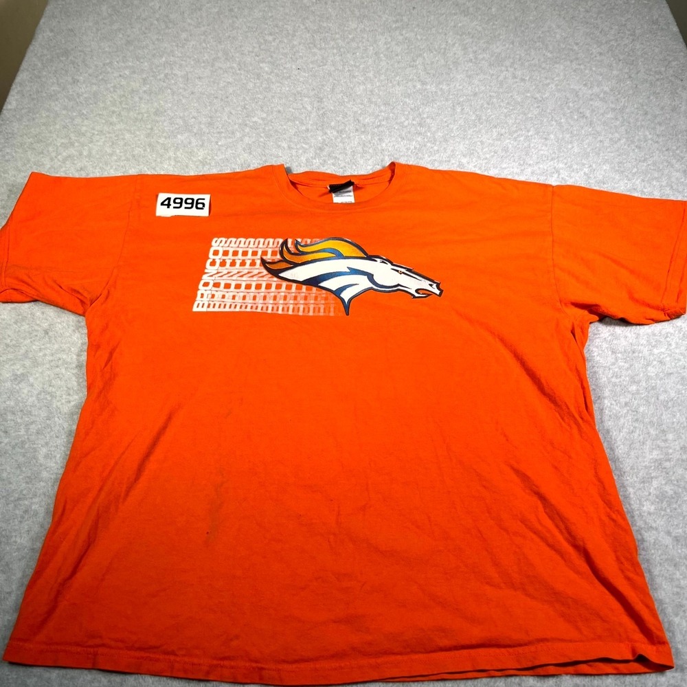 Denver Broncos T Shirt Mens 2XL Orange Cotton NFL Team Apparel Football Sports